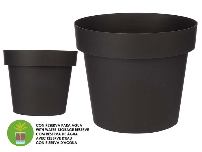 Ibergarden Pot Plastique Antracite avec Réservoir d'Eau 35 cm, 34x29x34 cm, 18L (Set de 6) Ibergarden Pot Plastique Antracite avec Réservoir d'Eau 35 cm, 34x29x34 cm, 18L (Set de 6)