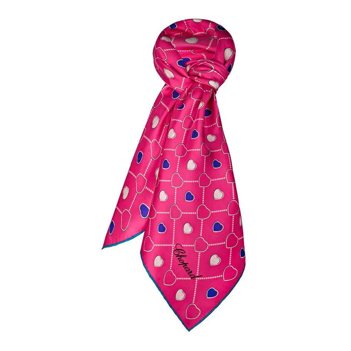 Chopard Carré Happy Hearts en sarga de soie organique rose 90x90 cm