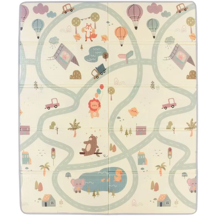 Tineo Tapis d'éveil réversible 150 x 180 cm - Face animaux / Face circuit de voiture - Tapis bébé confortable et imperméable avec sac de rangement Tineo Tapis d'éveil réversible 150 x 180 cm - Face animaux / Face circuit de voiture - Tapis bébé confortable et imperméable avec sac de rangement