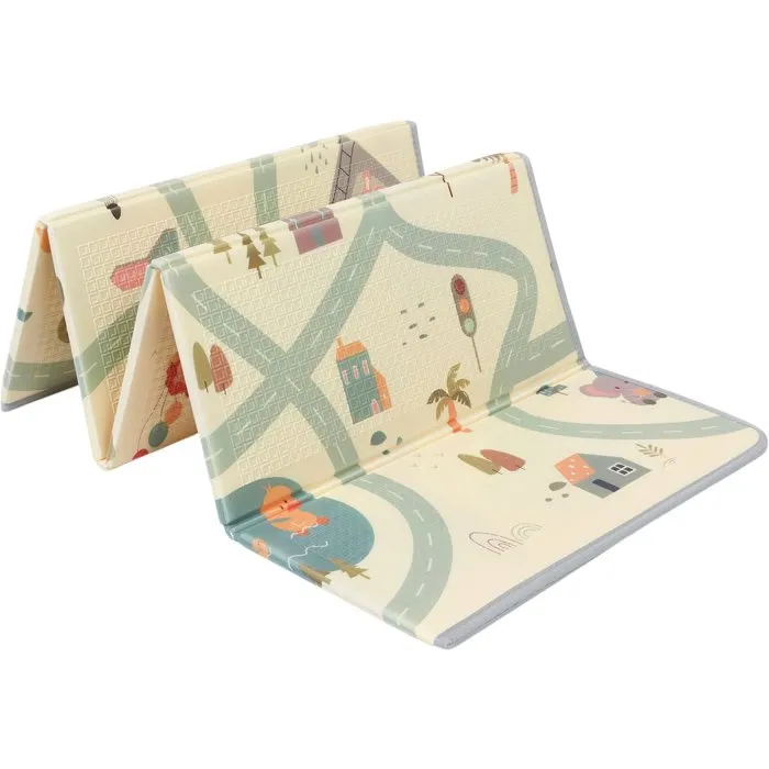 Tineo Tapis d'éveil réversible 150 x 180 cm - Face animaux / Face circuit de voiture - Tapis bébé confortable et imperméable avec sac de rangement Tineo Tapis d'éveil réversible 150 x 180 cm - Face animaux / Face circuit de voiture - Tapis bébé confortable et imperméable avec sac de rangement
