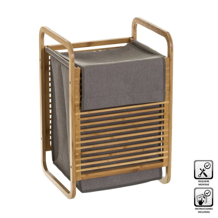 BigBuy Home Panier à linge Gris Naturel Bambou BigBuy Home Panier à linge Gris Naturel Bambou