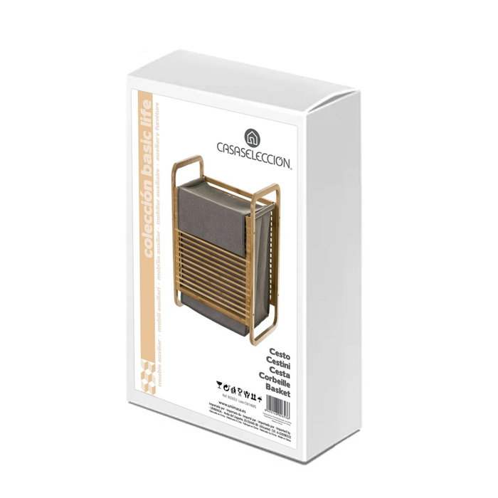 BigBuy Home Panier à linge Gris Naturel Bambou BigBuy Home Panier à linge Gris Naturel Bambou