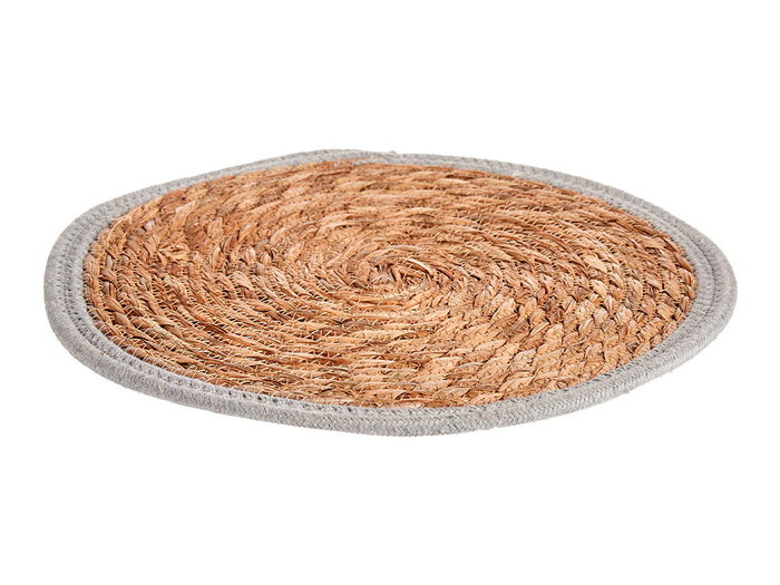 Giftdecor Tapis Naturel Bord Gris 35 cm x 35 cm Fibre Naturelle (Set de 48)