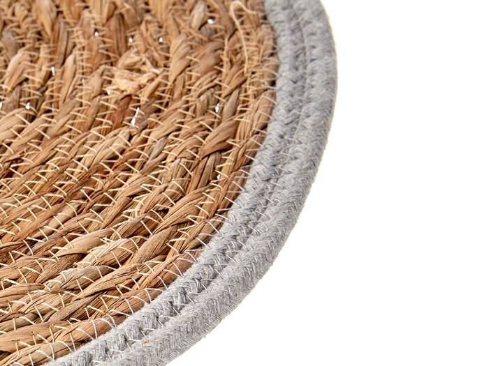 Giftdecor Tapis Naturel Bord Gris 35 cm x 35 cm Fibre Naturelle (Set de 48)