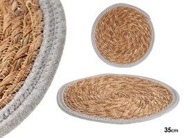 Giftdecor Tapis Naturel Bord Gris 35 cm x 35 cm Fibre Naturelle (Set de 48)