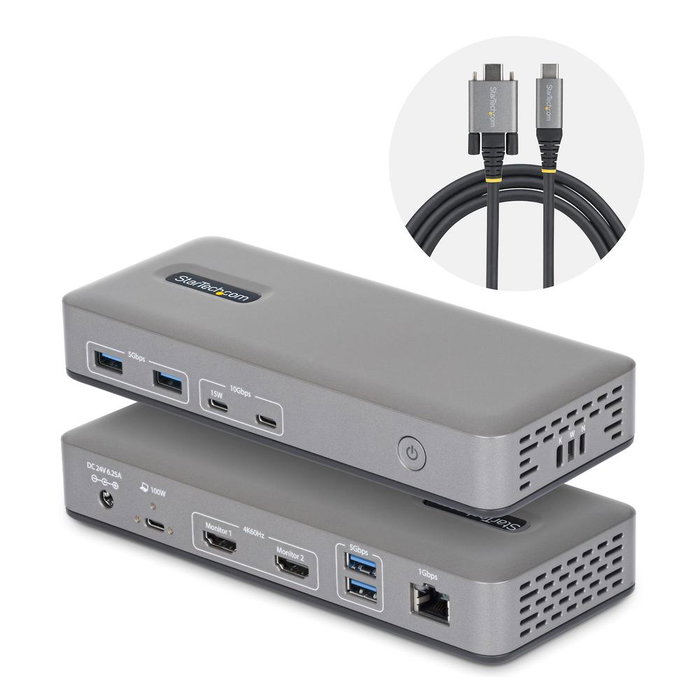 Startechcom Docking Station 10 en 1 USB-C avec 2x HDMI 4K 60Hz, USB-A, USB-C, Gigabit Ethernet, Power Delivery 3.0 Startechcom Docking Station 10 en 1 USB-C avec 2x HDMI 4K 60Hz, USB-A, USB-C, Gigabit Ethernet, Power Delivery 3.0