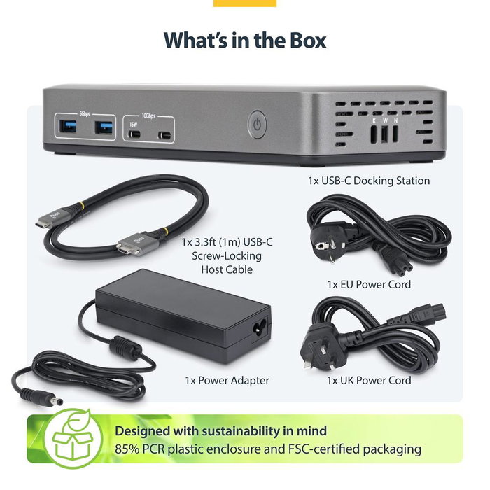 Startechcom Docking Station 10 en 1 USB-C avec 2x HDMI 4K 60Hz, USB-A, USB-C, Gigabit Ethernet, Power Delivery 3.0 Startechcom Docking Station 10 en 1 USB-C avec 2x HDMI 4K 60Hz, USB-A, USB-C, Gigabit Ethernet, Power Delivery 3.0