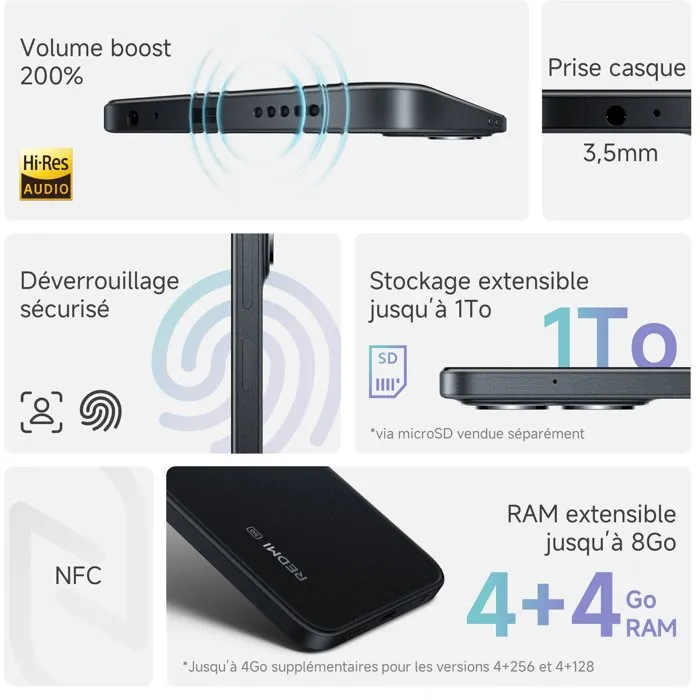 Xiaomi Redmi Note 15C 5G 4 Go RAM 256 Go Stockage Violet