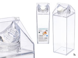 Leknes Bouteille Isotherme Carrée en Acrylique 1L Transparente 8x26x8 cm (Set de 12)