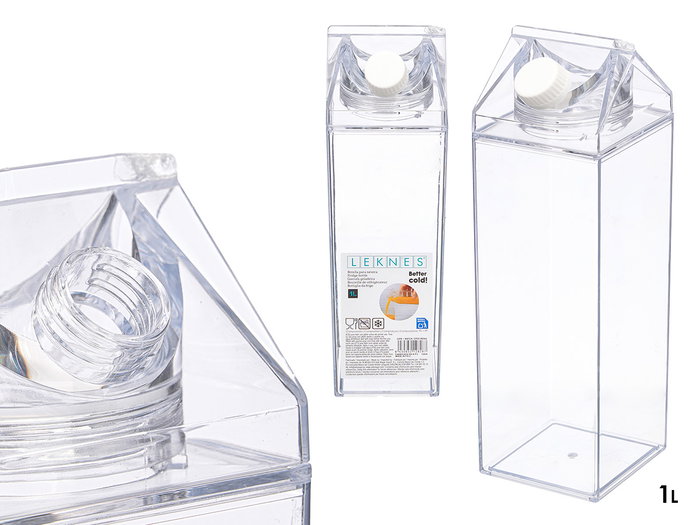 Leknes Bouteille Isotherme Carrée en Acrylique 1L Transparente 8x26x8 cm (Set de 12) Leknes Bouteille Isotherme Carrée en Acrylique 1L Transparente 8x26x8 cm (Set de 12)