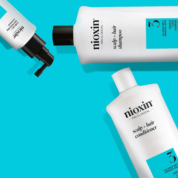 Nioxin Shampoing System 3 pour Cheveux Teints et Légèrement Fragilisés - Hydratation et Densité - 1000 ml