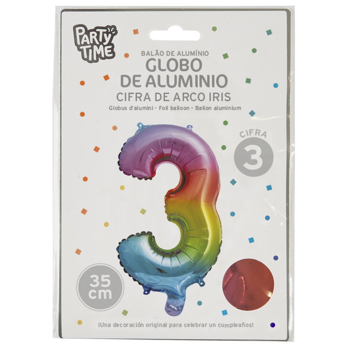 Party Time Ballon Chiffre 3 Arc-en-ciel Party Time Ballon Chiffre 3 Arc-en-ciel