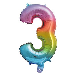 Party Time Ballon Chiffre 3 Arc-en-ciel