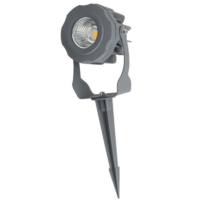 Projecteur LED 10 W IP65 2700 K avec piquet pour jardin, finition grise