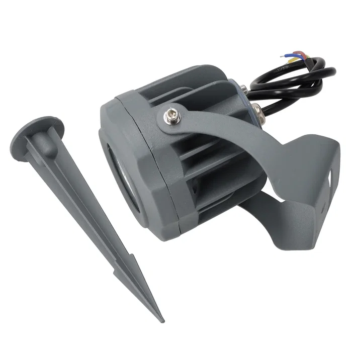 Foco Led con Pincho Jardín 10W IP65 2700K Acabado Gris