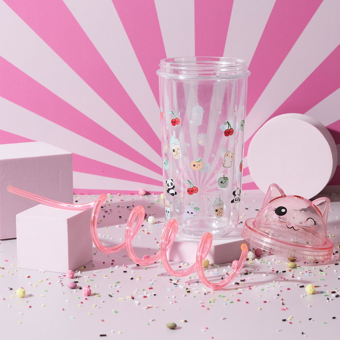 The Concept Factory Mug avec paille motif chat KAWAII 400 ml