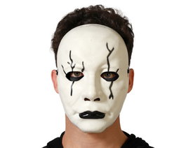 Masque blanc avec fissures noires et expression vide