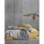 BigBuy Home Parure de couette en coton renforcé Gris, Moutarde et Blanc avec pois, 220 x 240 cm