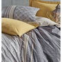 BigBuy Home Parure de couette en coton renforcé Gris, Moutarde et Blanc avec pois, 220 x 240 cm