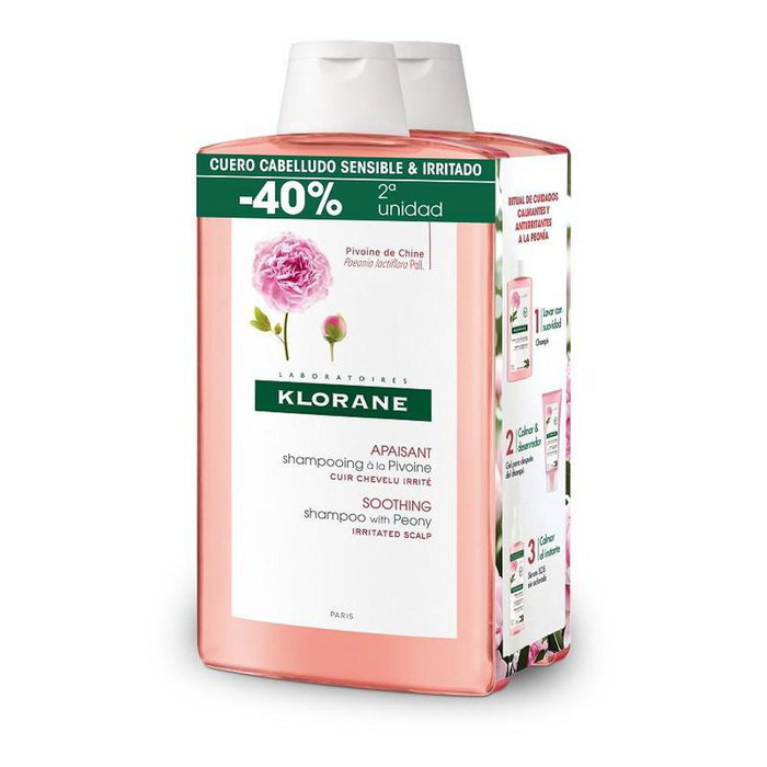Klorane A LA PEONÍA BIO duo de shampoings apaisants 2 x 400 ml