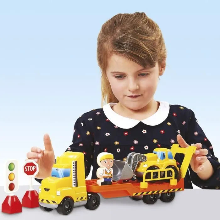 Ecoiffier - Camion de chantier avec pelleteuse, accessoires et personnage - Jeu de construction pour enfant dès 18 mois - Jouet éducatif garçon et fille