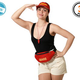 Set Vigilante de Playa avec sifflet, lunettes et bandana - Accessoire pour fêtes d'été, carnaval et soirées à thème sur la plage