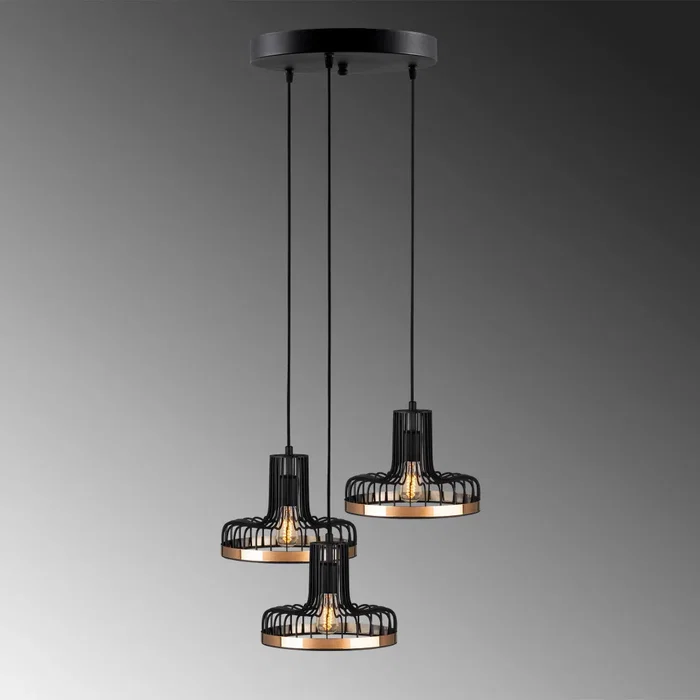 Lampe Suspendue Fellini Noir/Cuivre 3x E27 OPV-527ABY1773