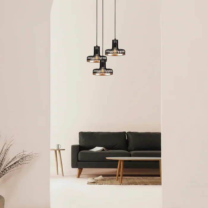 Lampe Suspendue Fellini Noir/Cuivre 3x E27 OPV-527ABY1773