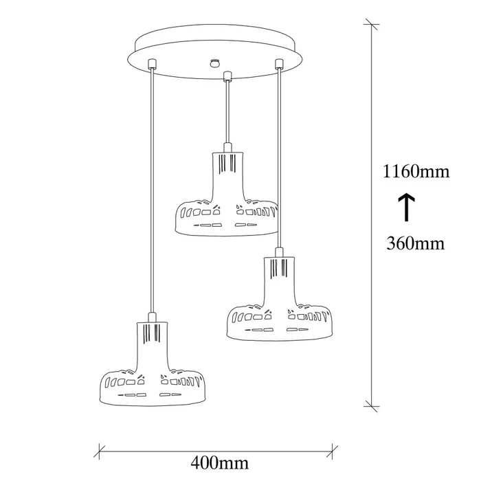 Lampe Suspendue Fellini Noir/Cuivre 3x E27 OPV-527ABY1773