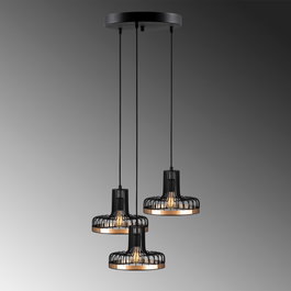 Fellini Suspension Noir/Cuivre 3 x E 27