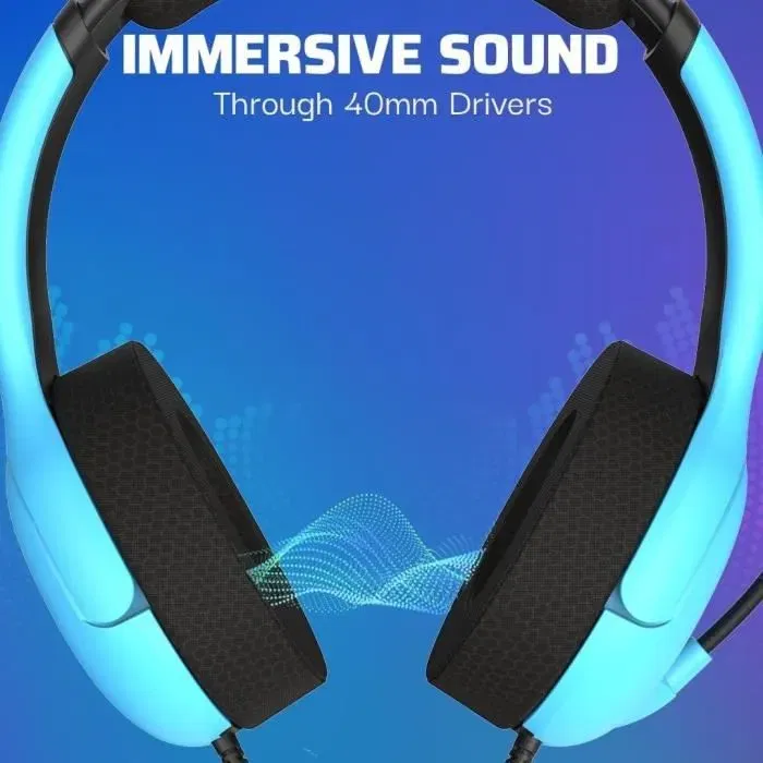 PDP Airlite Casque Gamer avec Microphone Boom Circum-aural pour PS4 et PS5, Bleu Neptune, Câble USB, Plug and Play PDP Airlite Casque Gamer avec Microphone Boom Circum-aural pour PS4 et PS5, Bleu Neptune, Câble USB, Plug and Play