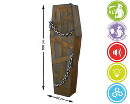 Cercueil Halloween avec capteur de mouvement, lumière et son, décor effrayant 160 x 50 x 28 cm