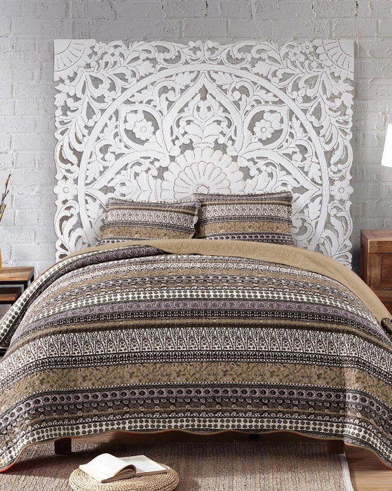 Giner Y Colomer - Cabecero decorativo MDF, sculpté main, couleur blanc vieilli, dimensions 120x120 cm, 4 cm d'épaisseur, pour chambre à coucher