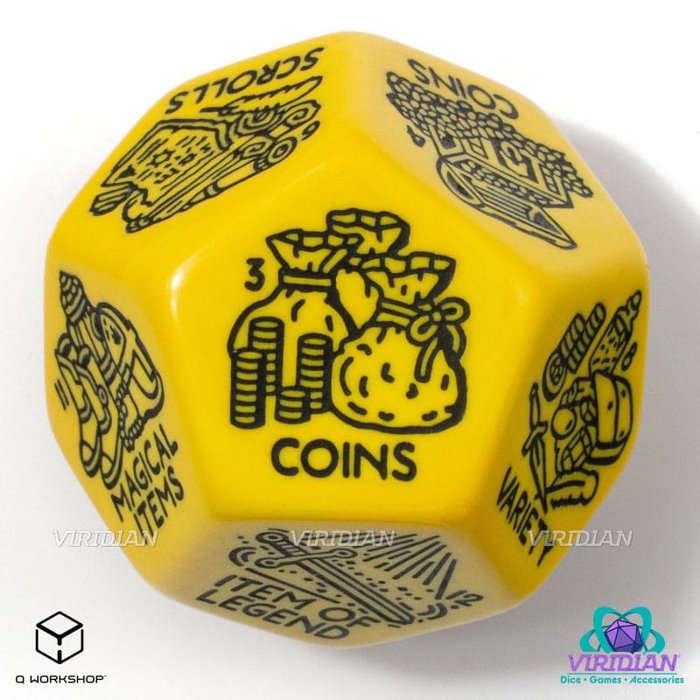 Viridian Jumbo dé Treasure Generator Die D12 Jaune