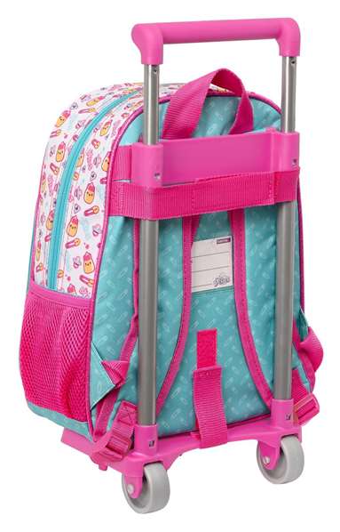 Safta Moch 185+Carro 705 The Bellies - Sac à dos avec chariot pour enfant 3 ans, Polyester 300D, 26x34x11 cm - Blanc, Turquoise, Mauve