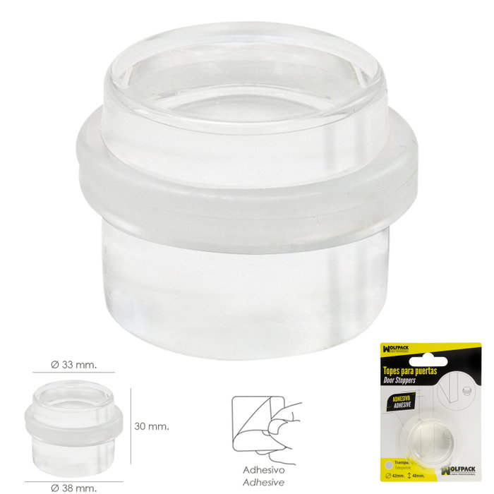 WOLFPACK LINEA PROFESIONAL Butoir de porte adhésif rond transparent