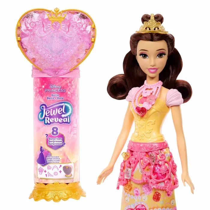 Disney Princesses Belle - Princesse Reveal JHL51 - Poupée Sceptre avec Accessoires Cachés