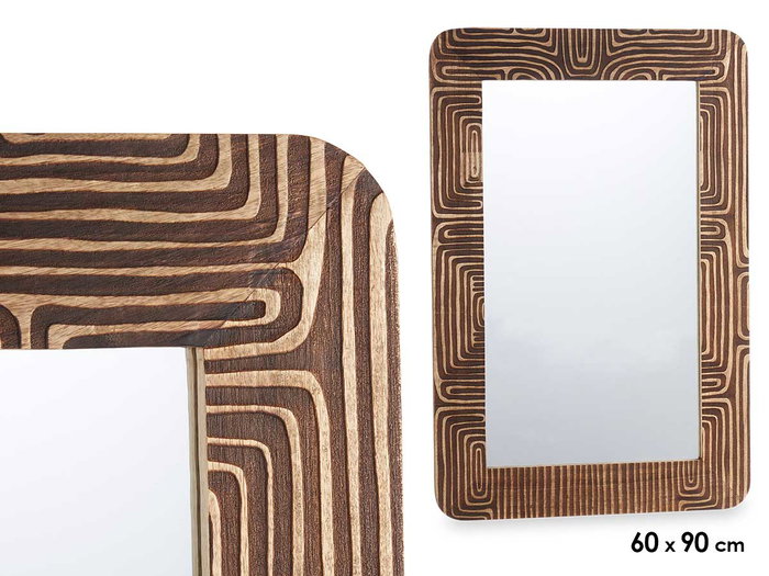 Giftdecor Miroir Courbes Naturel 60x90 cm Cadre Bois Marron Giftdecor Miroir Courbes Naturel 60x90 cm Cadre Bois Marron