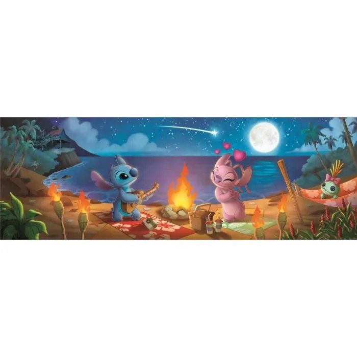 Clementoni Puzzle Panorama Compact 1000 pièces Stitch - Dimensions 98 x 33 cm avec poster inclus