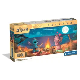 Clementoni Puzzle Panorama Compact 1000 pièces Stitch - Dimensions 98 x 33 cm avec poster inclus