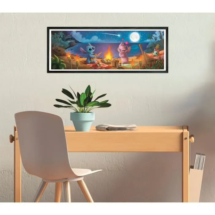 Clementoni Puzzle Panorama Compact 1000 pièces Stitch - Dimensions 98 x 33 cm avec poster inclus