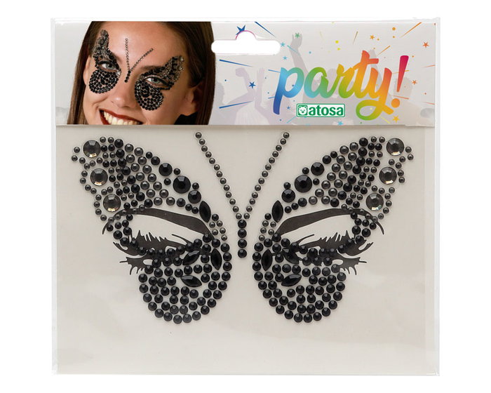 Atosa Bijoux Faciaux Papillon Noir et Argenté avec Strass Atosa Bijoux Faciaux Papillon Noir et Argenté avec Strass