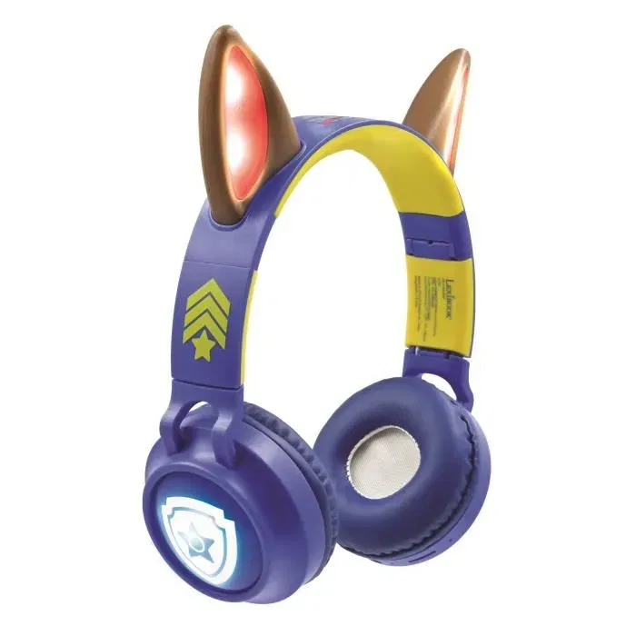 Lexibook Casque audio Bluetooth 2-en-1 La Pat'Patrouille - Effets lumineux - Oreilles de Chase - Portée 10 m