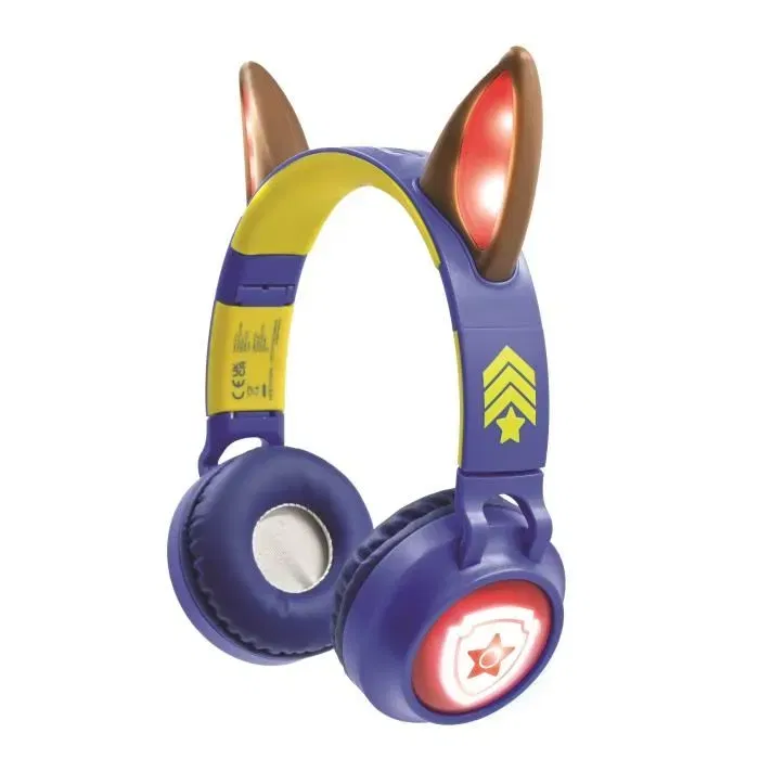 Lexibook Casque audio Bluetooth 2-en-1 La Pat'Patrouille - Effets lumineux - Oreilles de Chase - Portée 10 m