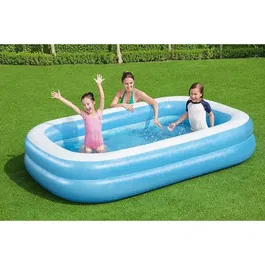 Bestway - Piscine gonflable rectangulaire 262 x 175 x 51 cm, Bleu et Blanc, pour Enfants, Usage Extérieur - Facile à installer et à ranger