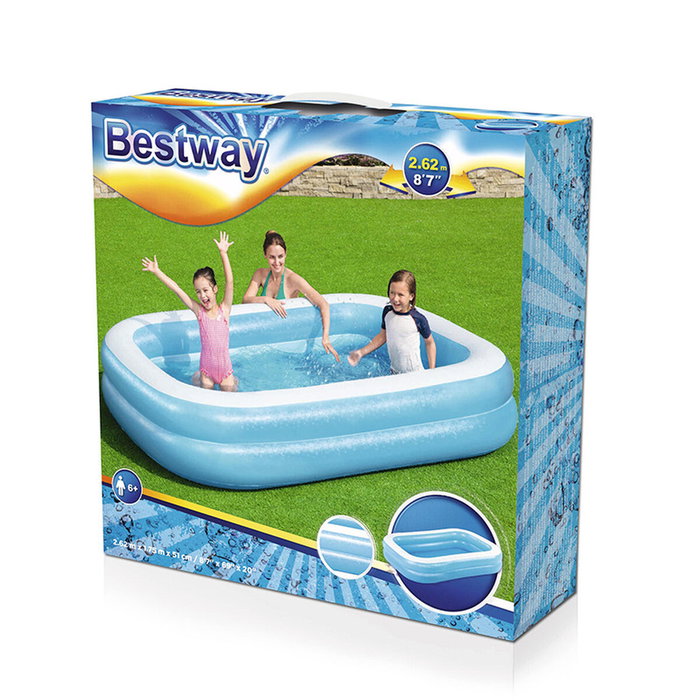 Bestway Piscine gonflable rectangulaire 262 x 175 x 51 cm - Bleu et blanc