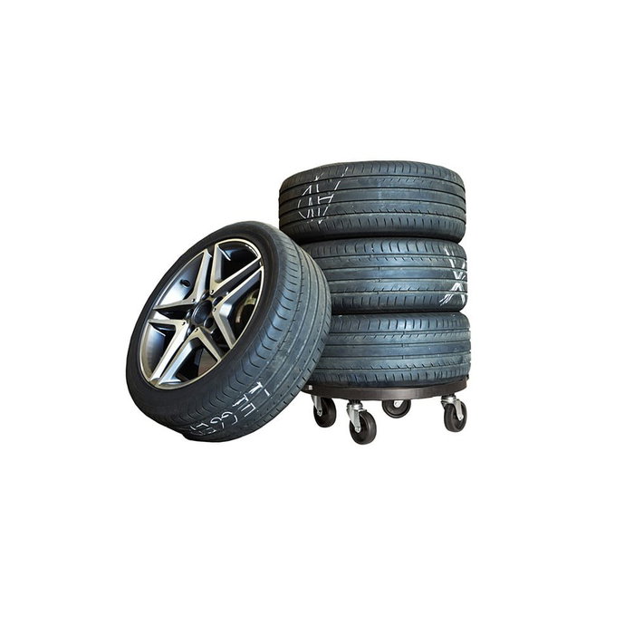 Art Plast Plateforme ronde avec roues Ø400 x 125 mm, polypropylène noir, charge max 275 kg, système d'attelage