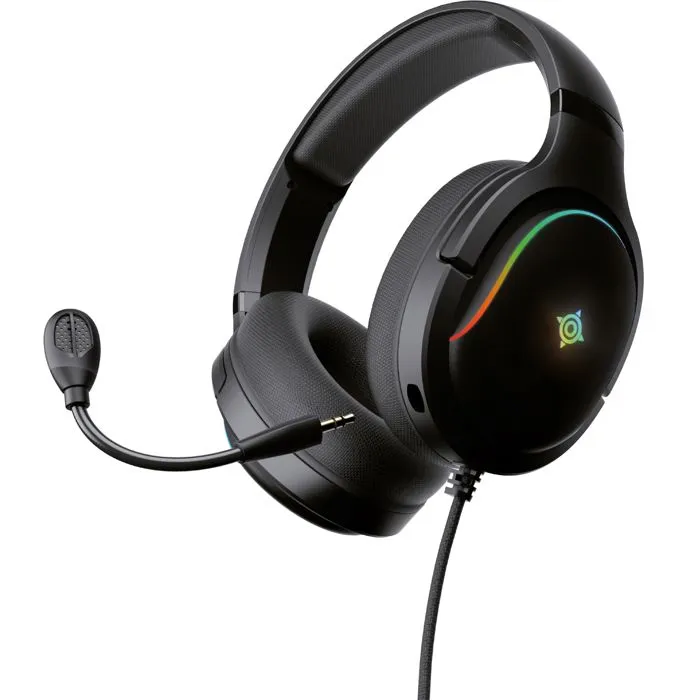 Nova Gaming Casque Gamer Filaire Borealis - Micro Amovible, Rétroéclairage LED RGB - Noir