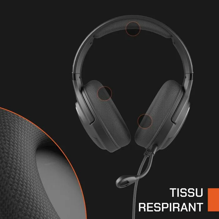 Nova Gaming Casque Gamer Filaire Borealis - Micro Amovible, Rétroéclairage LED RGB - Noir