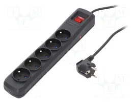 ARMAC Bloc multiprise parafoudre 5 prises noir